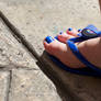 Blue Toes on Sunny Street