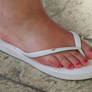 Pink Glossy Toes in White Flip Flop I