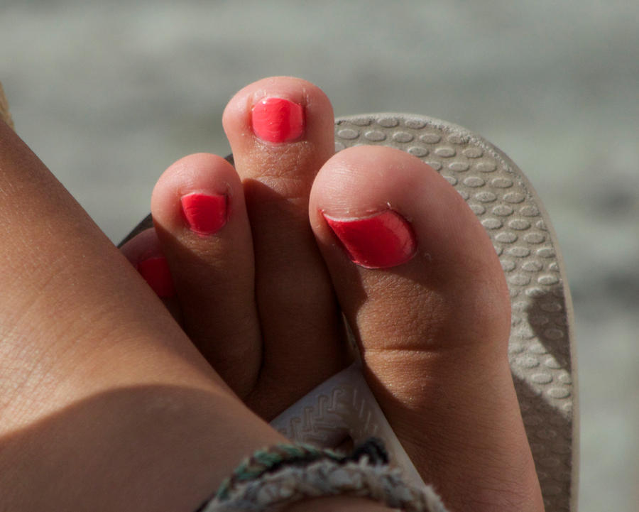 Pink Toes in Flip Flops Close Up 2