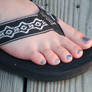 Silver Toes in Black Flip Flop