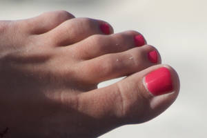 Sydney's Long Toes in Red Close Up