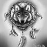 Wolf and dreamcatcher