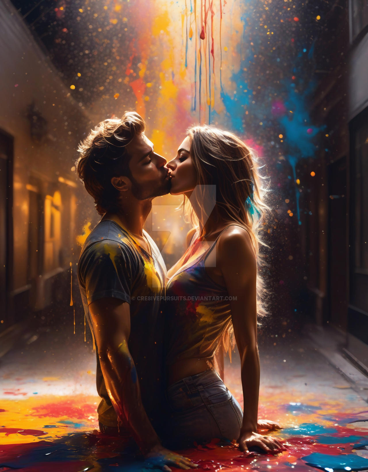 Kiss Deviantart Couple kissing covered in paint by Cre8ivePursuits on DeviantArt