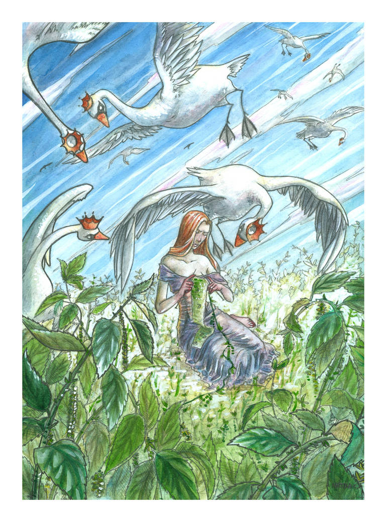 Иллюстрация г х андерсена. Дикие лебеди сказка Андерсена. Сказка Ганса Христиана Андерсена Дикие лебеди.