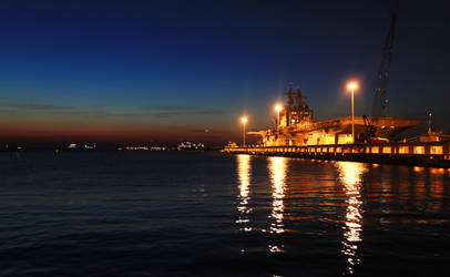 USS Iwo Jima at Night