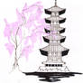 cherry blossoms on the pagoda