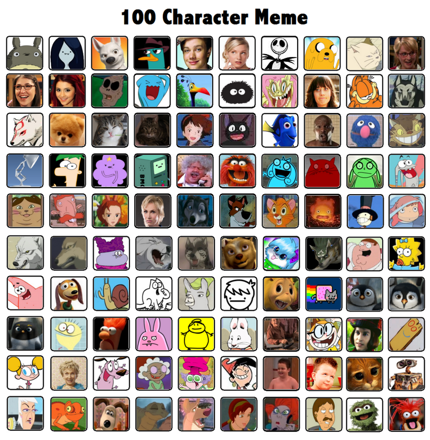 Memes characters. 100 Character meme шаблон. 100 Favorite characters. Zom 100 персонажи. 100 Character list.