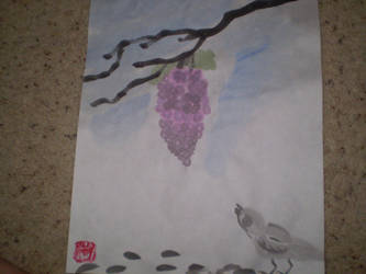 bird with grapes