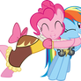 Pinkie hugging Dashie