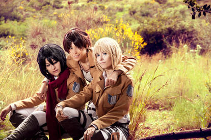Eren, Mikasa and Armin, Shingeki no Kyojin