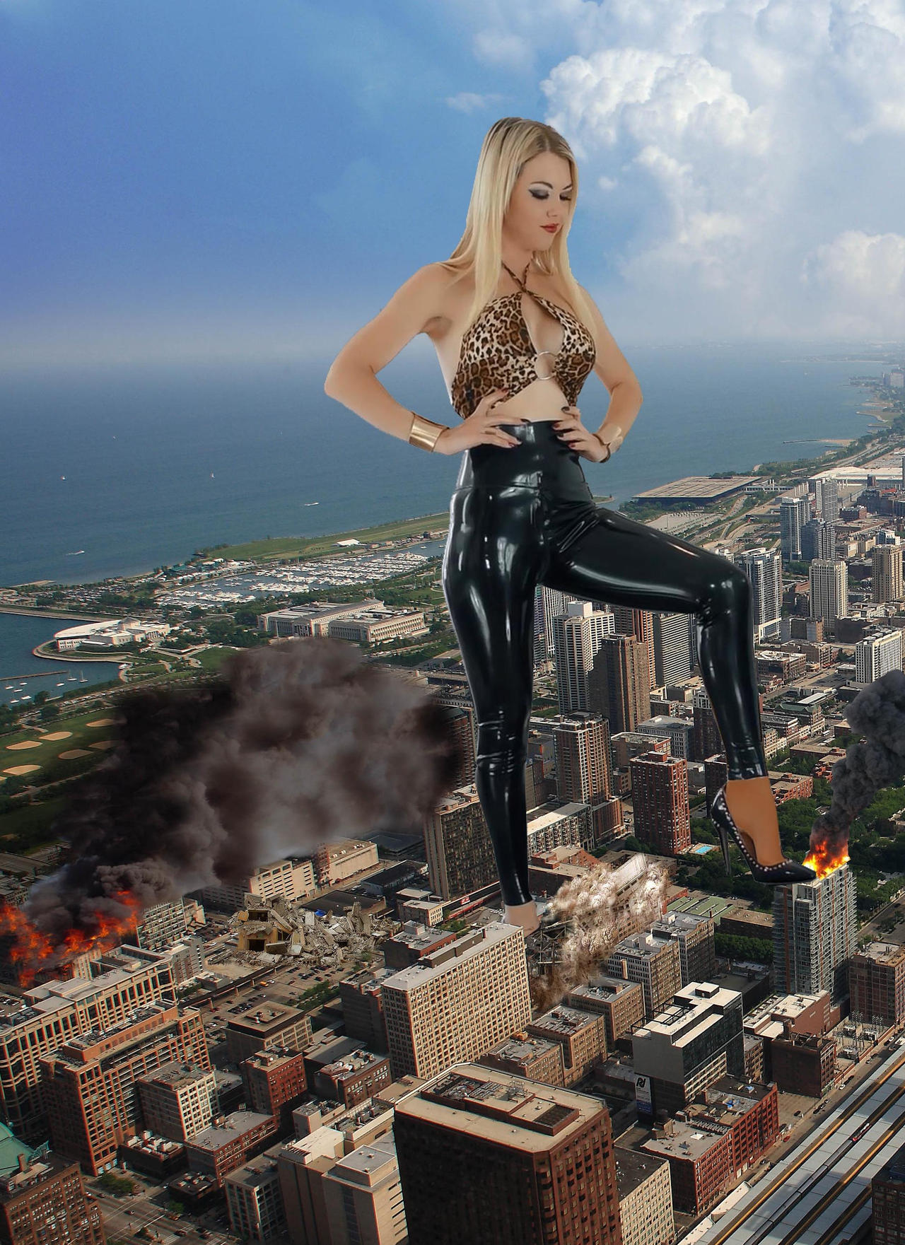 Giantess Young Goddess Kim victory pose by stalker65 on DeviantArt