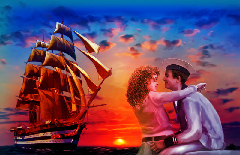Что такое мечта алые паруса. Корабль любви. Романтичный корабль. Влюбленные на корабле.
