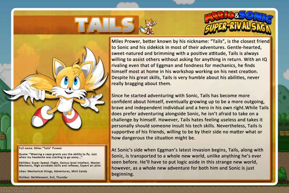 Tails Rival Super-Rival Saga Character Profile: Tails by ShadicStudios on DeviantArt