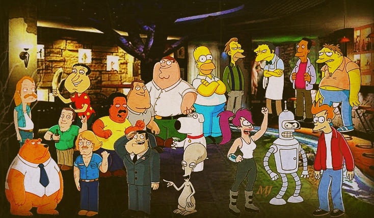 Los Simpsons, Family Guy, American Dad, Futurama by MoisesSala on DeviantArt