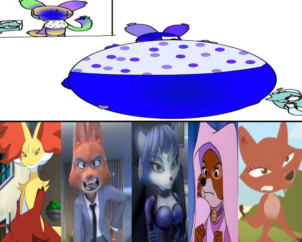 Fox Inflation Fox Girls Hates Looey Blueberry Inflation by KraderCutie2015 on DeviantArt