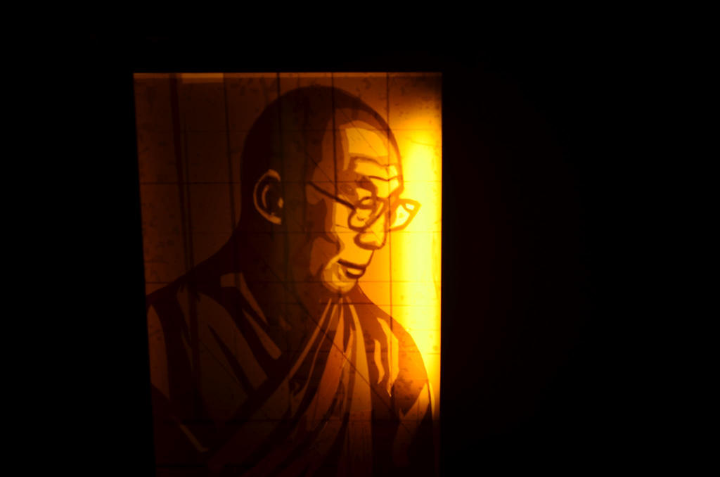 tape art of Dalai Lama