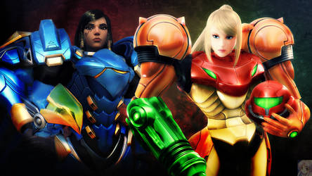 ( Varia Suit ) Samus Aran and Pharah wallpaper 3