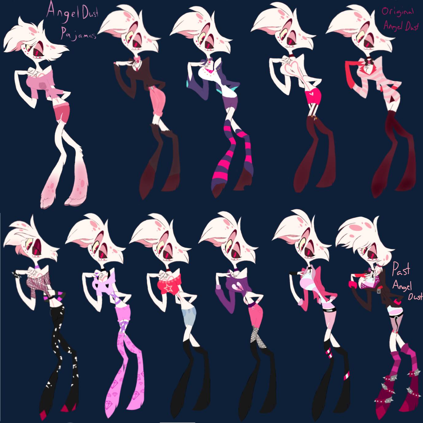 Angel Dust clothing reference by TheMiniCast on DeviantArt