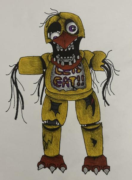 WITHERED CHICA FNAF 2 #fnaf #drawing #challenge #chica