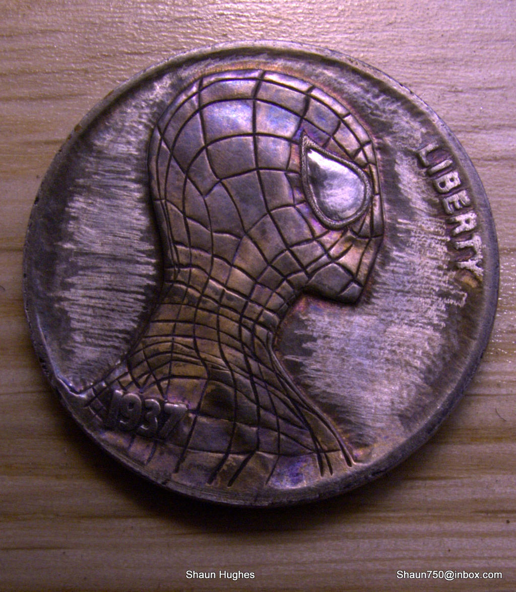 Hand Carved Spider-Man Hobo Nickel