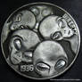 Alien Abduction Coin Nickel Carving  Shaun Hughes