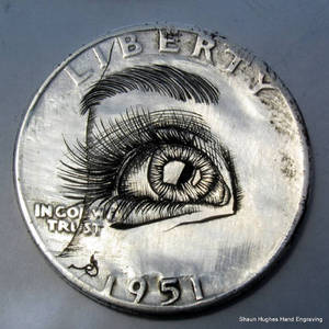 EYE Hand engraved bulino Silver Quarter