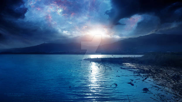 Cosmic sky on the lake