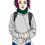 Girl With Earphones -Colored-