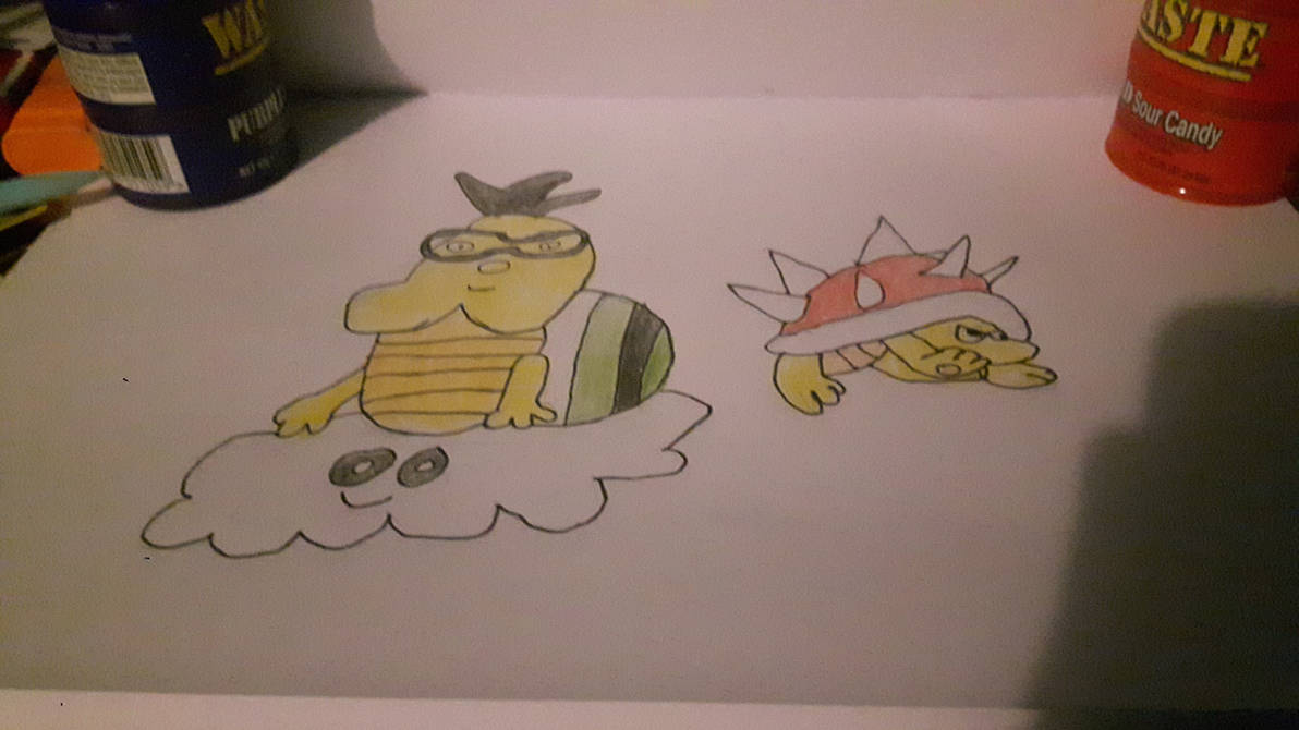 drawing of lakitu and red spiky shell by rosalinatheartist on DeviantArt