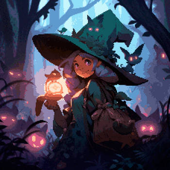 Witch and cats - Pixel series