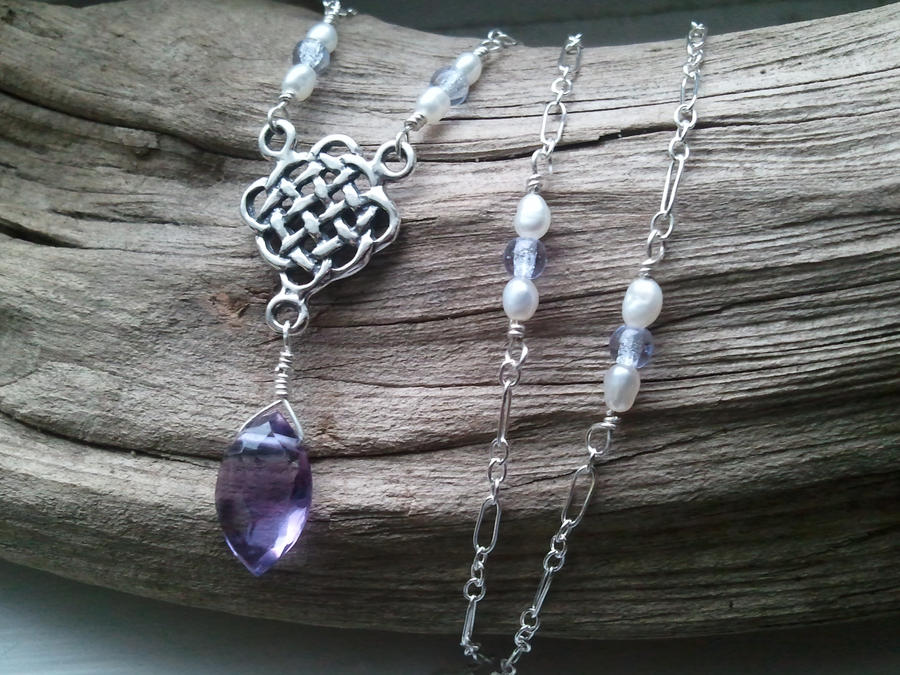 Celtic Amethyst Drop Necklace