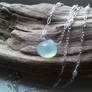 Pale Aqua Chalcedony~ Tiny Pearls Mermaid Necklace