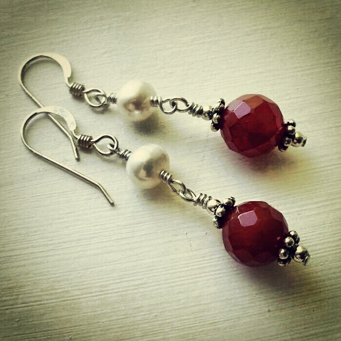 Antique Victorian Carnelian and Pearl Earrings