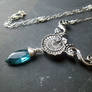 Teal Quartz Shell and Fish Mermaid Necklace
