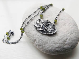 Ruta graveolens - Rue with Vesuvianite Necklace by QuintessentialArts