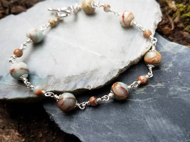 African Opal Aqua Terra Jasper Sterling Bracelet