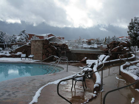 Snow day at the hot tub