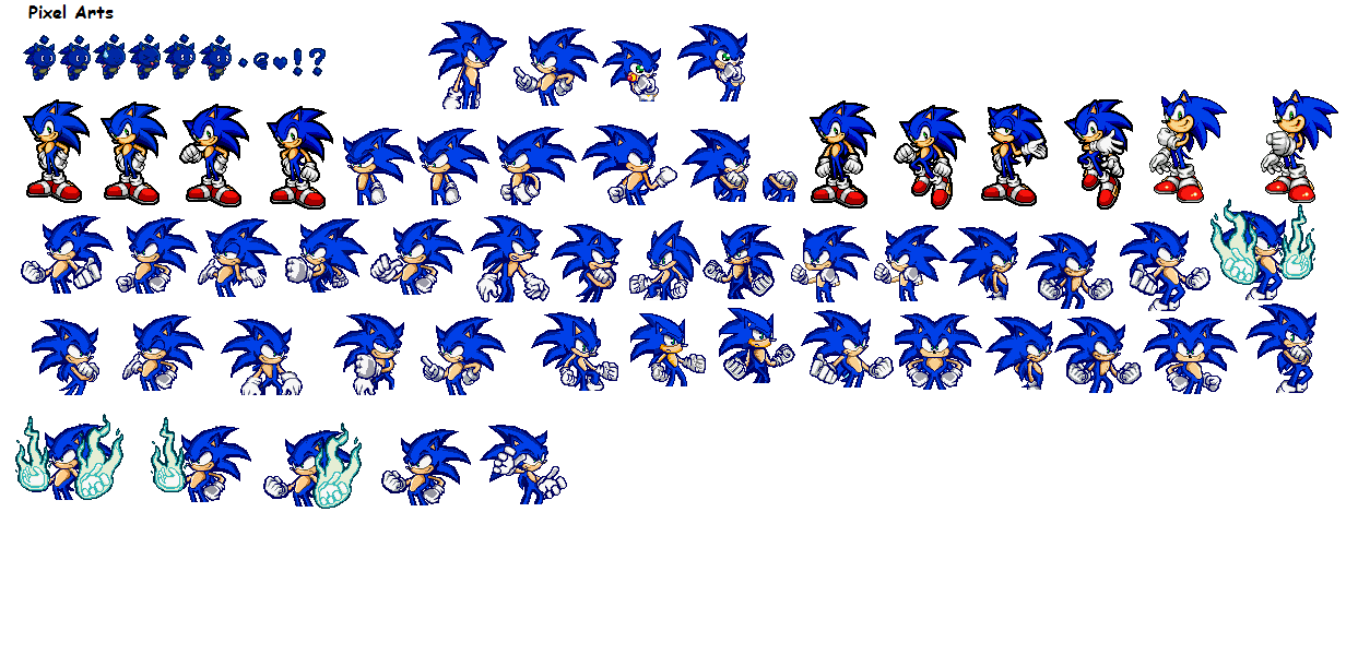 Sonic sprite sheet color palette by Phoenixfirewolf-12 on Newgrounds