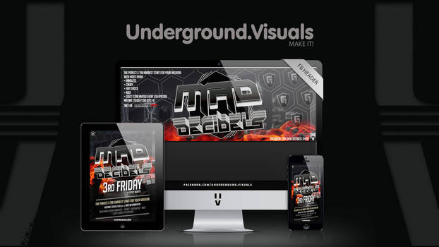 #MADDecibels Logotype + Fb header + Flyer