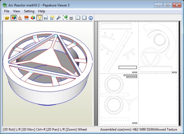 Iron Man Pepakura Arc Reactor Mark VI