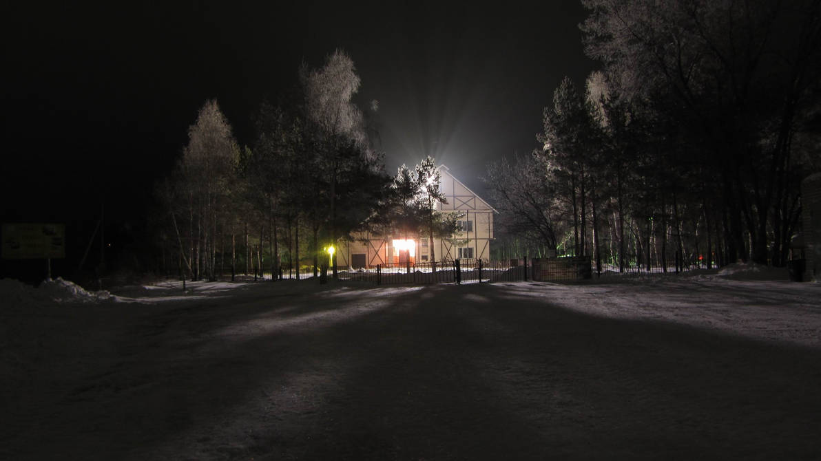 House with night lighting
