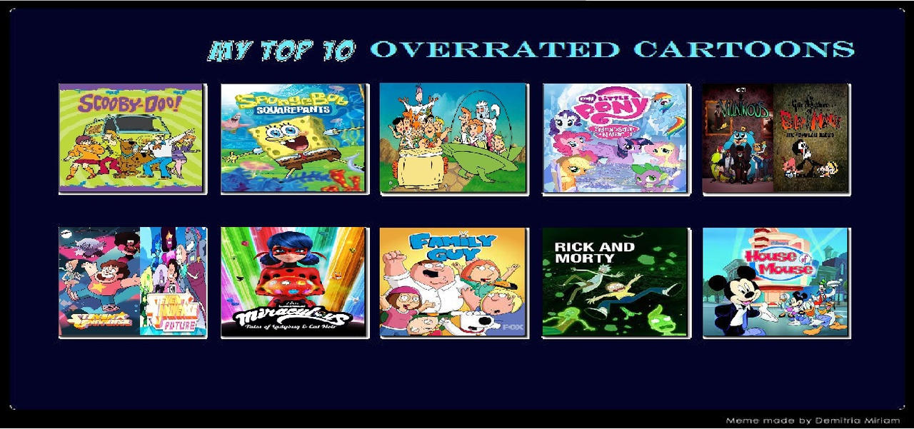Top 10 Most Overrated Cartoons by Splashtraveler47 on DeviantArt