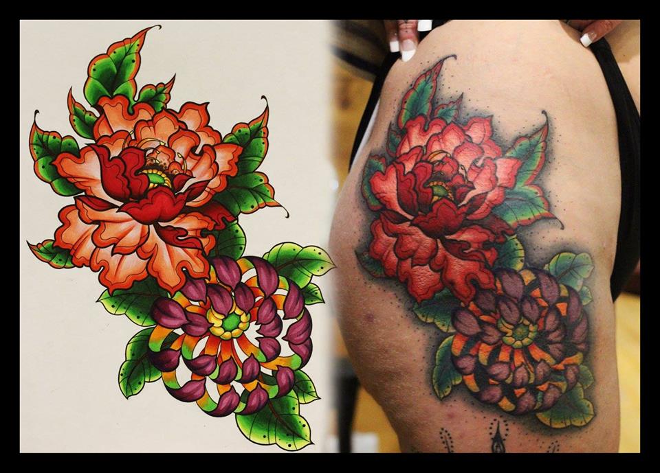 Peony Chrysanthemum Tattoo by CoconutCocaCola on DeviantArt