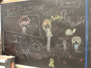 (( Drawings on the board at school...))