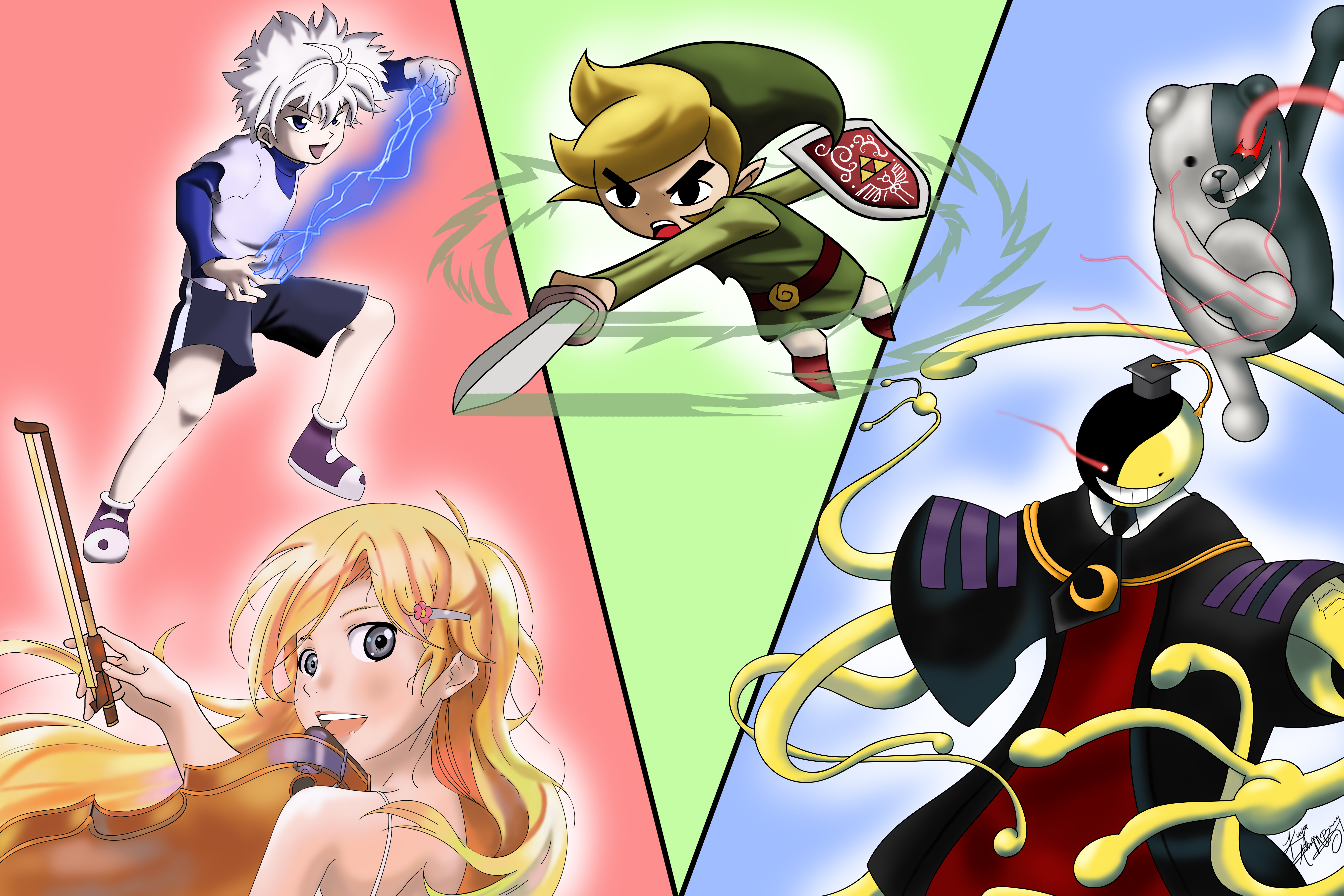 Killua, Kaori, Toon Link, Koro-sensei, Monokuma