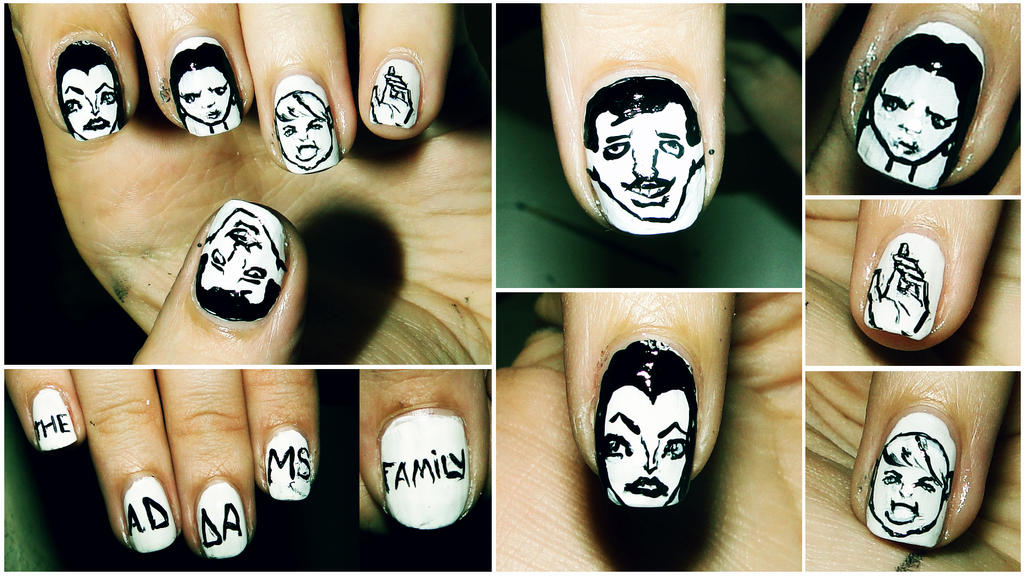 The Addams Family Nail Art.