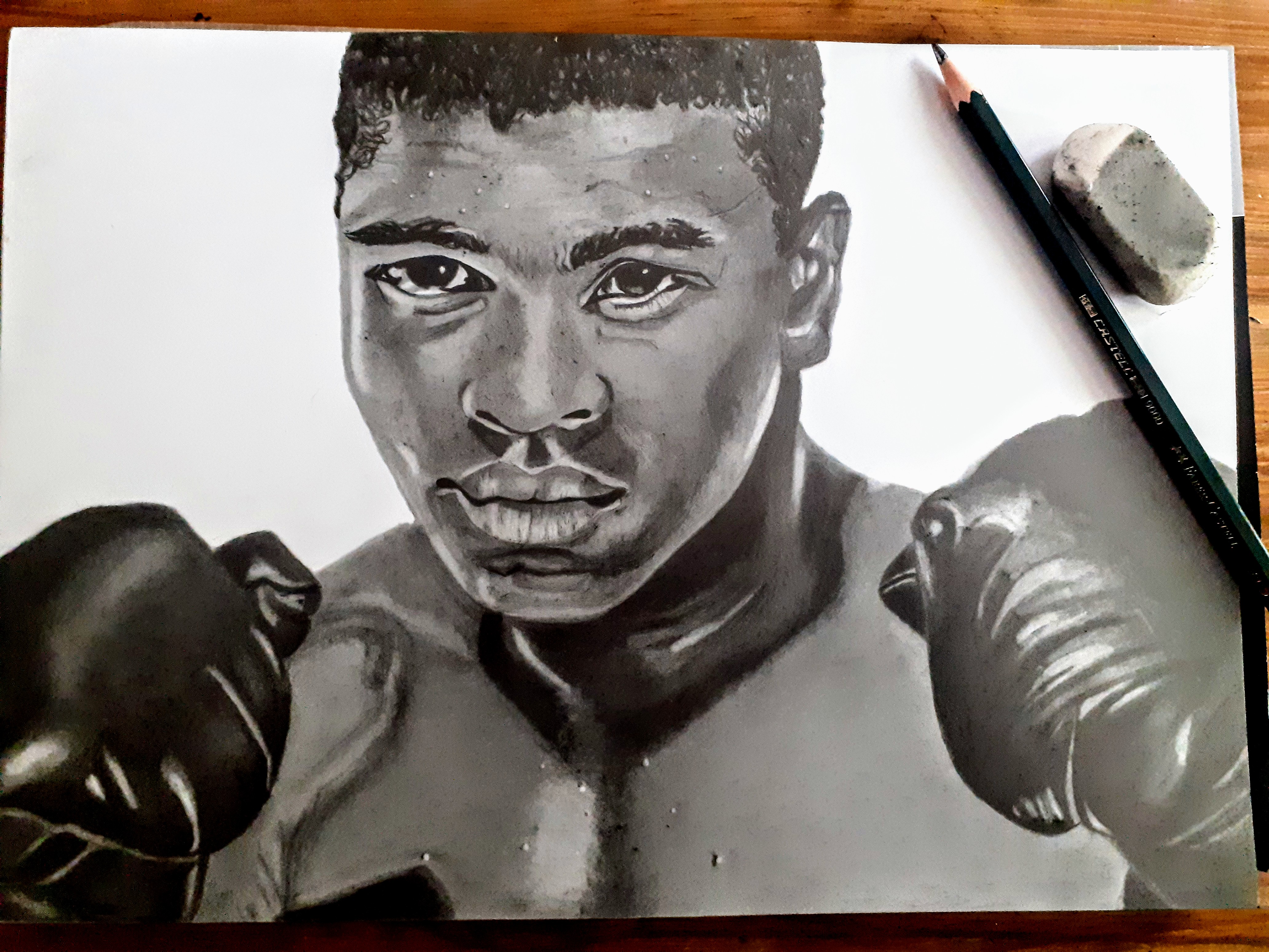 Muhammad Drawin Muhammad Ali Pencil Drawing