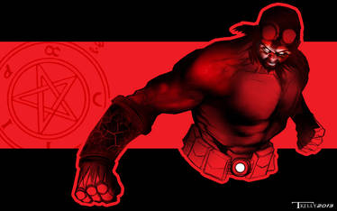 hellboy Black and Red by artist Tom Kelly