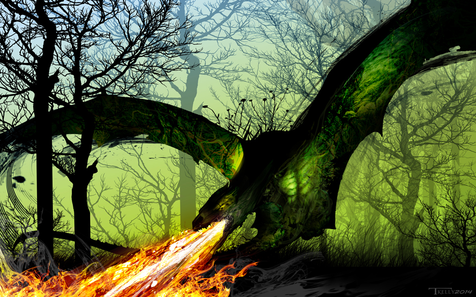 The Deadfall Dragon by artist Tom Kelly