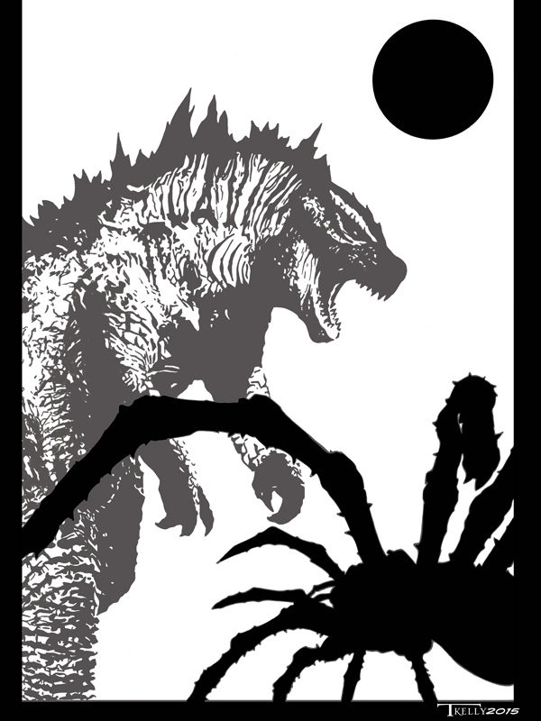 Kumonga VS Godzilla by artist Tom Kelly